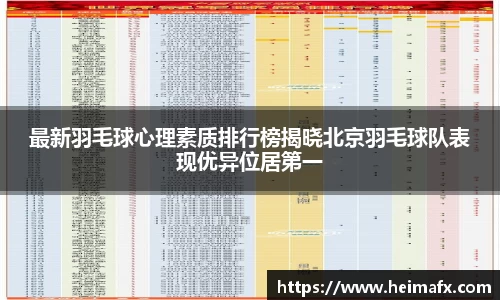 最新羽毛球心理素质排行榜揭晓北京羽毛球队表现优异位居第一